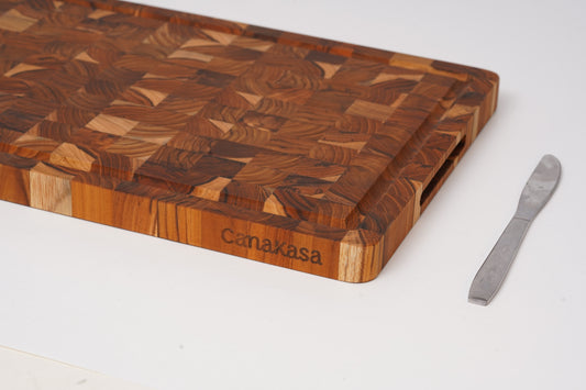 17x12x1 Inch End Grain Teak Wood Cutting Board