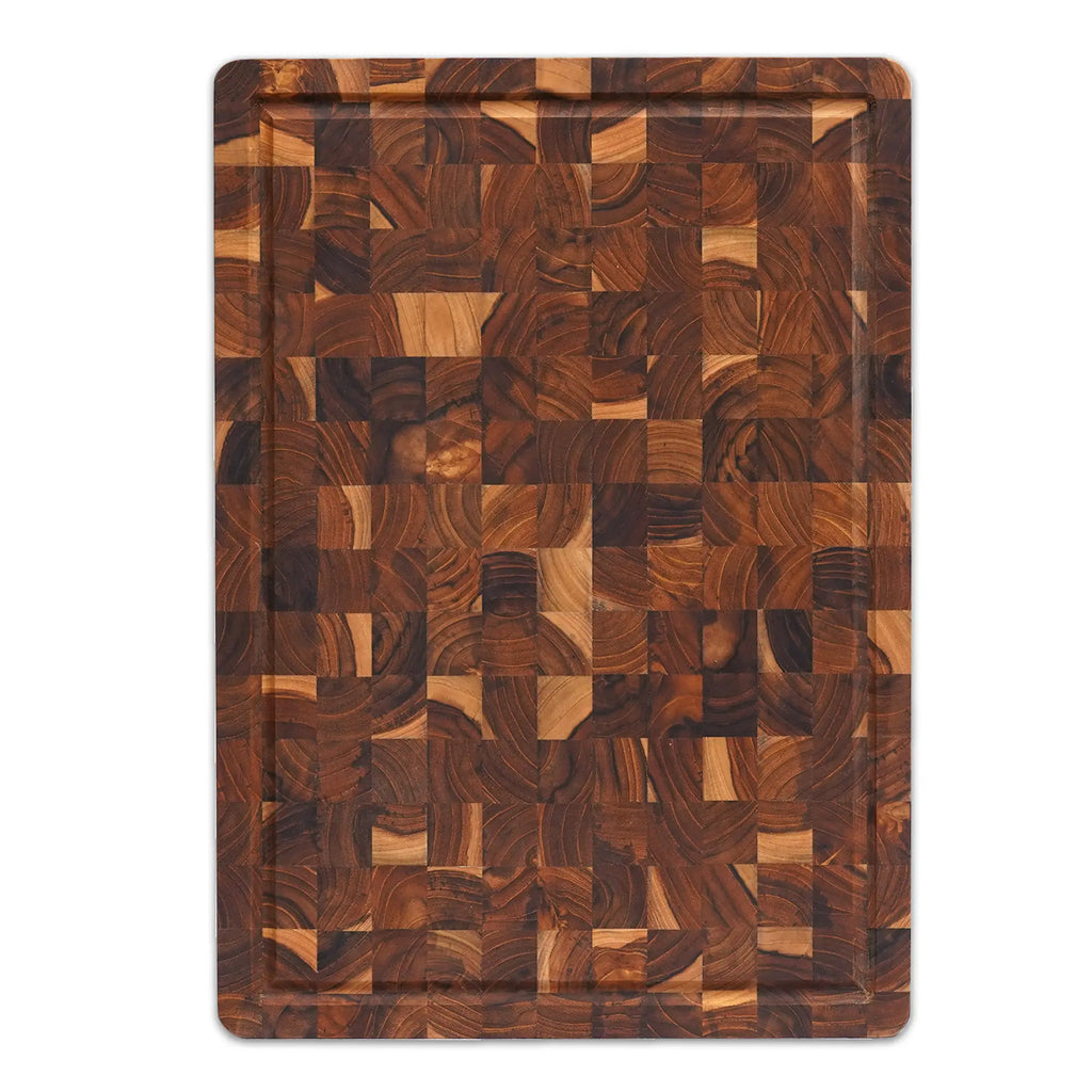 End grain teak wood cutting board 17 x 12 x 1 inch