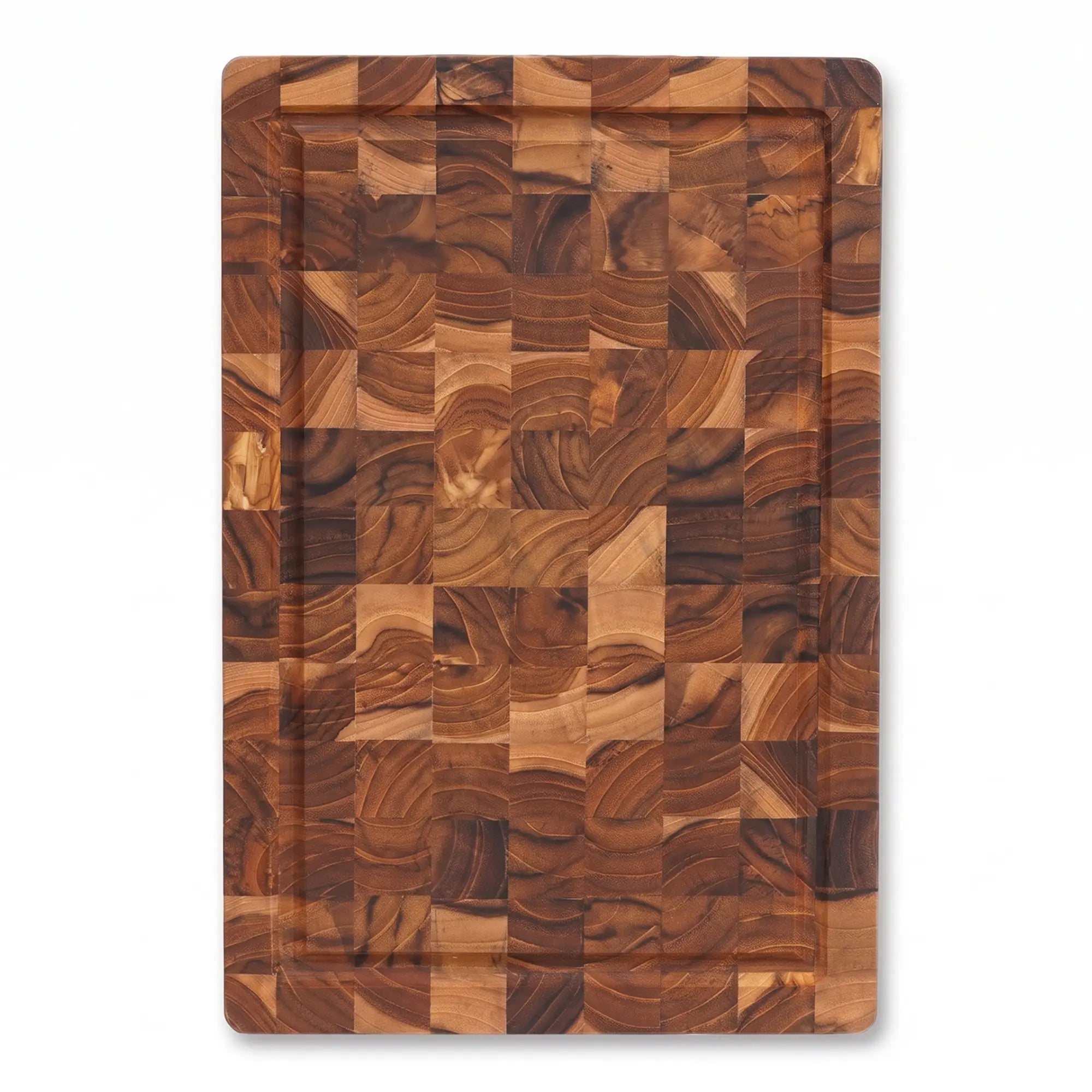 End grain teak wood cutting board 12 x 8 x 1 inch