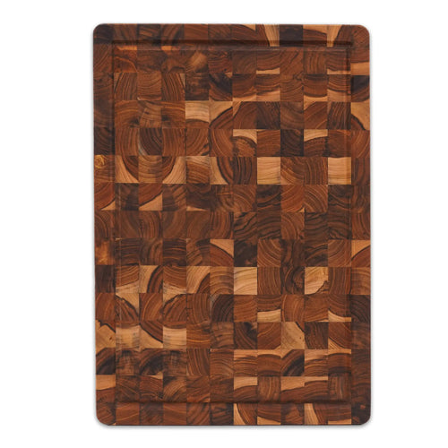 End grain teak wood butcher block 16 x 11 x 1.5 inches