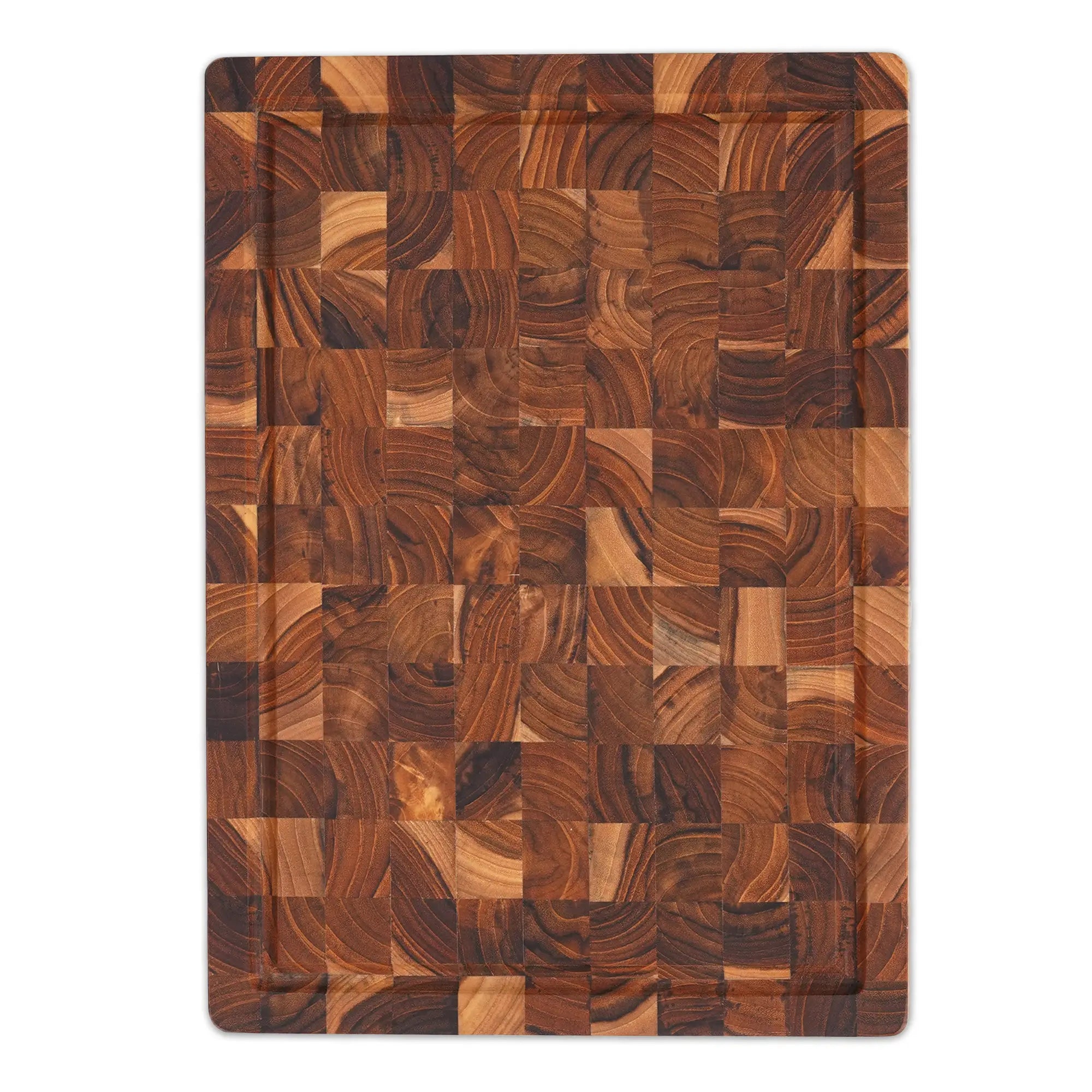 End grain teak wood cutting board 14 x 10 x 1 inch
