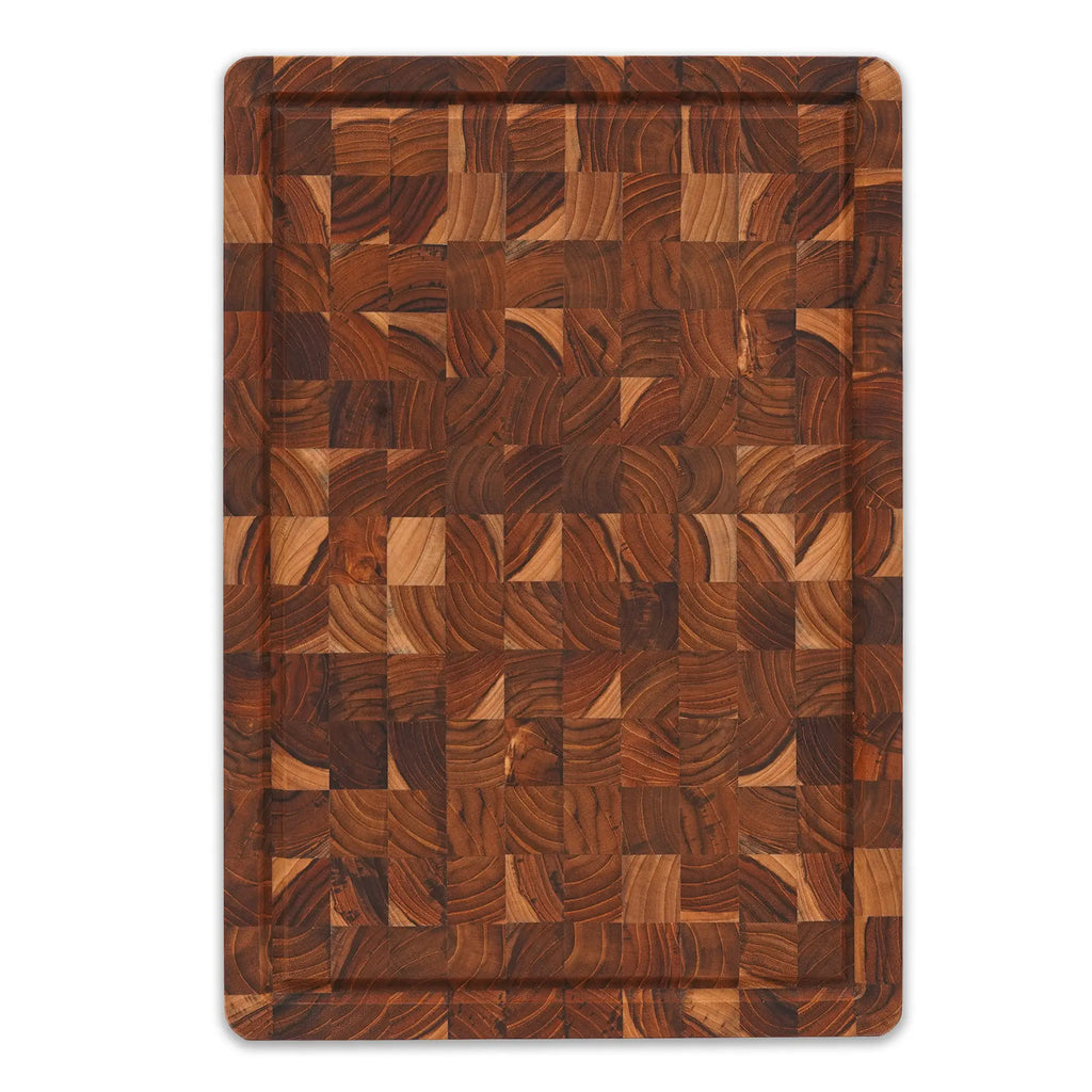 End grain teak wood cutting board 16 x 11 x 1 inch