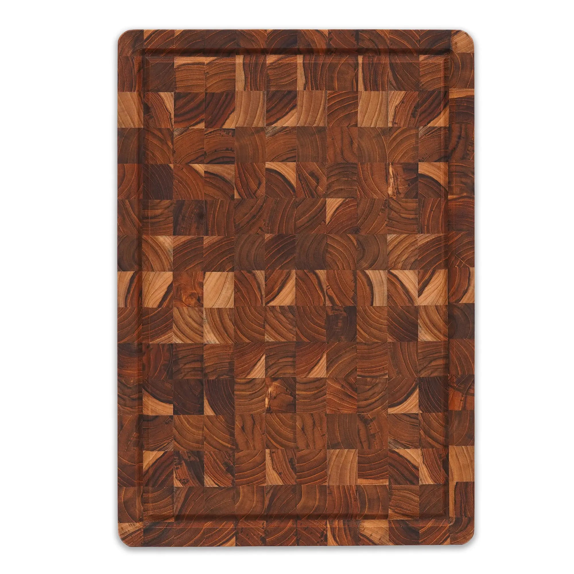 End grain teak wood cutting board 16 x 11 x 1 inch