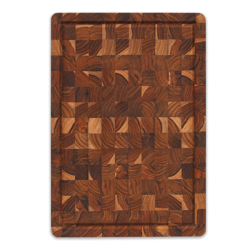 End grain teak wood cutting board 16 x 11 x 1 inch