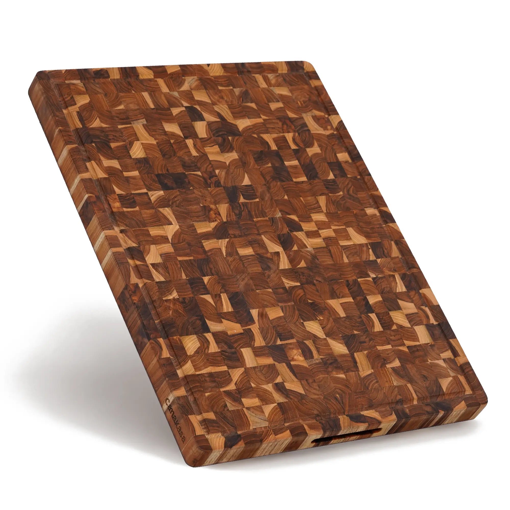 Extra large teak wood chopping block with thick end grain surface