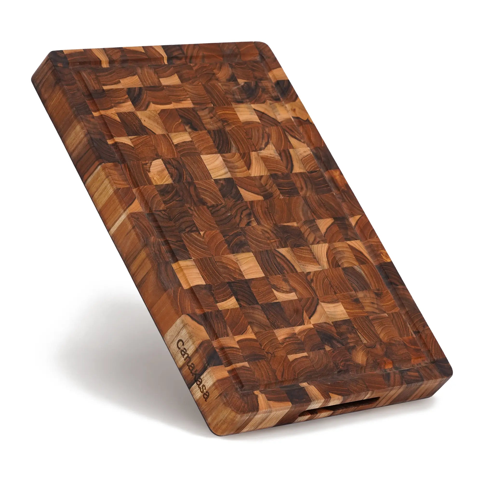 Teak wood butcher block with durable end grain construction