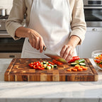 17 x 12 inch end grain teak cutting board with juice groove