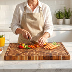 24 x 18 inch large end grain teak butcher block cutting board
