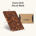 Medium end grain teak cutting board for kitchen meal preparation
