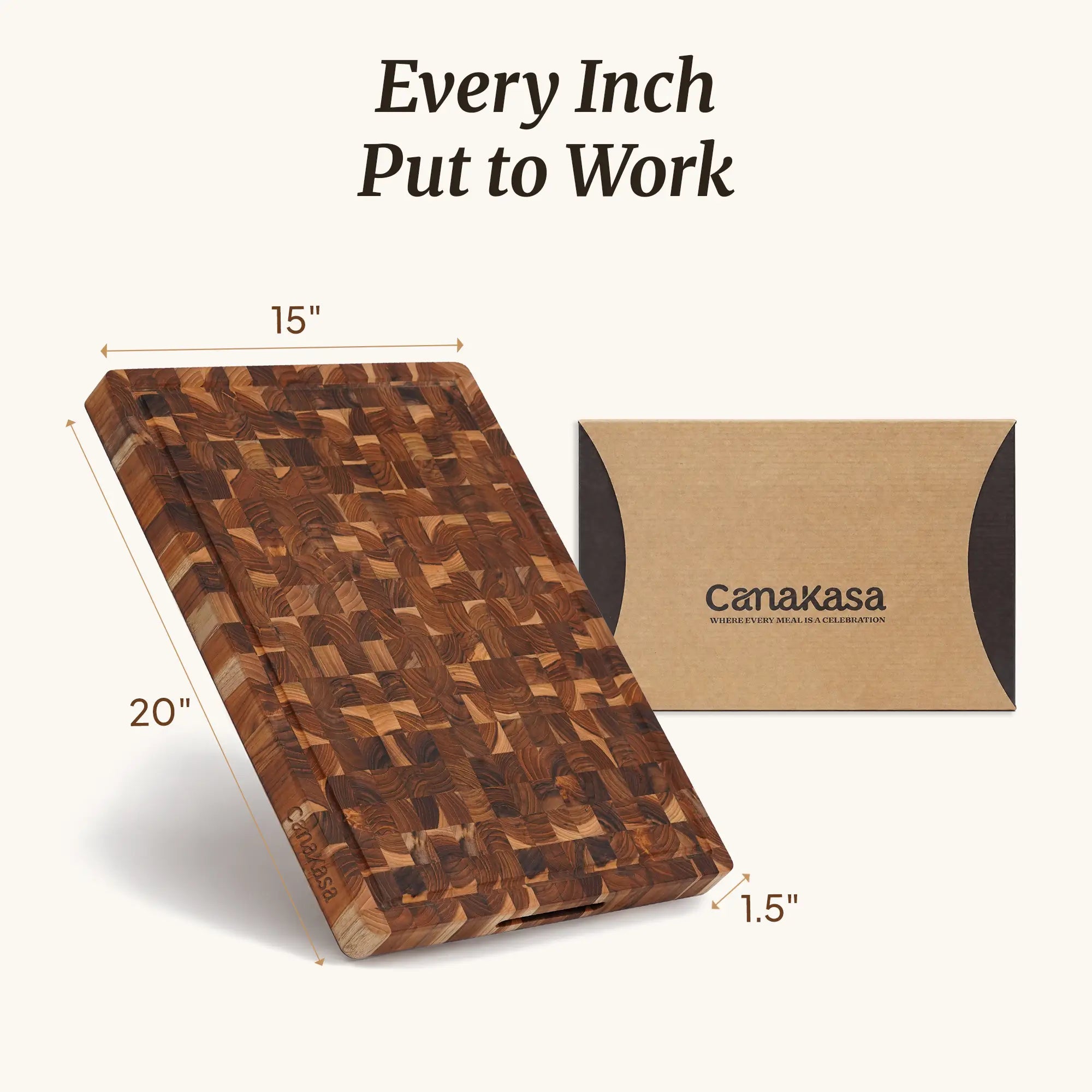 1.5 inch thick teak wood cutting board for meat preparation