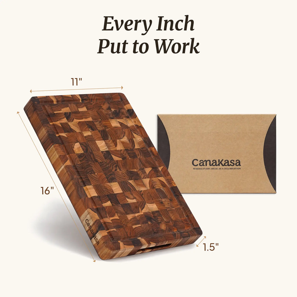 1.5 inch thick teak cutting board for meat and kitchen preparation