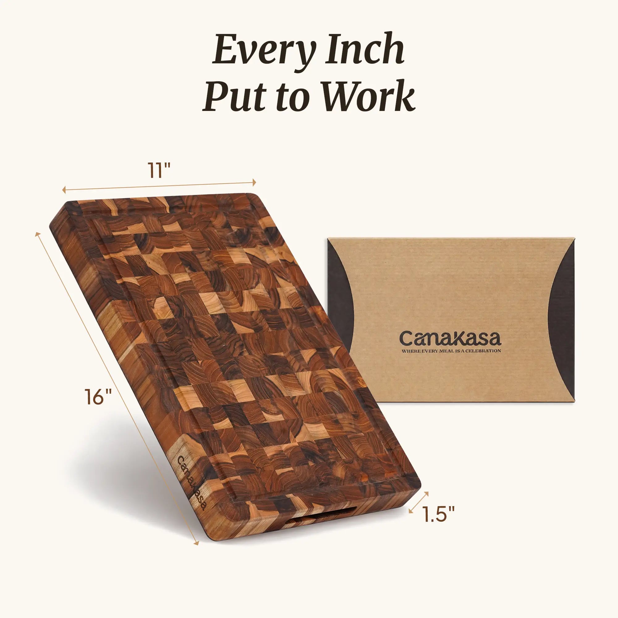 1.5 inch thick teak cutting board for meat and kitchen preparation