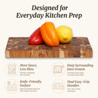 12 inch teak cutting board for fruits vegetables and bread