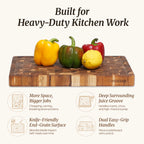 Large end grain teak cutting board for everyday kitchen use