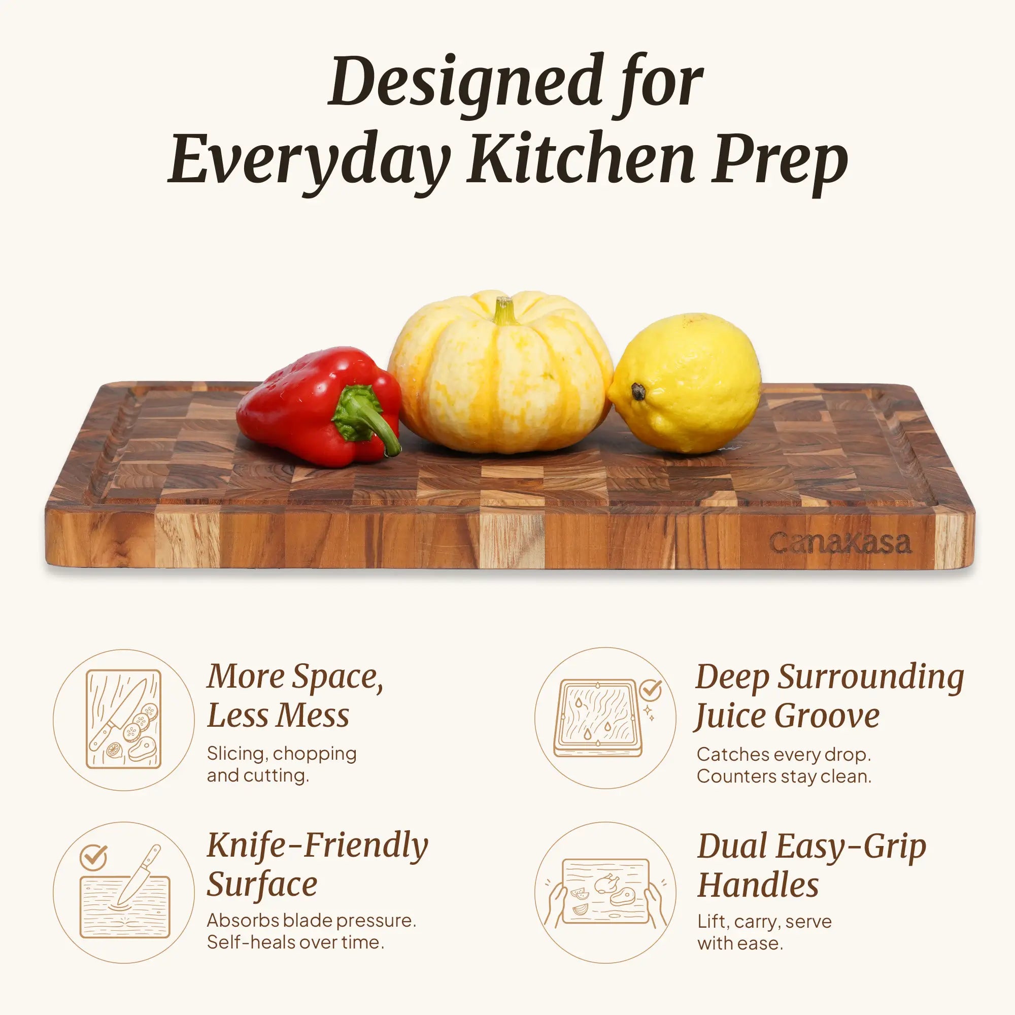 16 inch end grain wooden cutting board for meat and vegetables