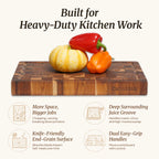 Compact teak butcher block chopping board for meat and vegetables