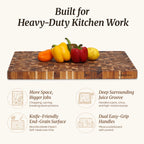 Extra large end grain teak cutting board for meat and brisket