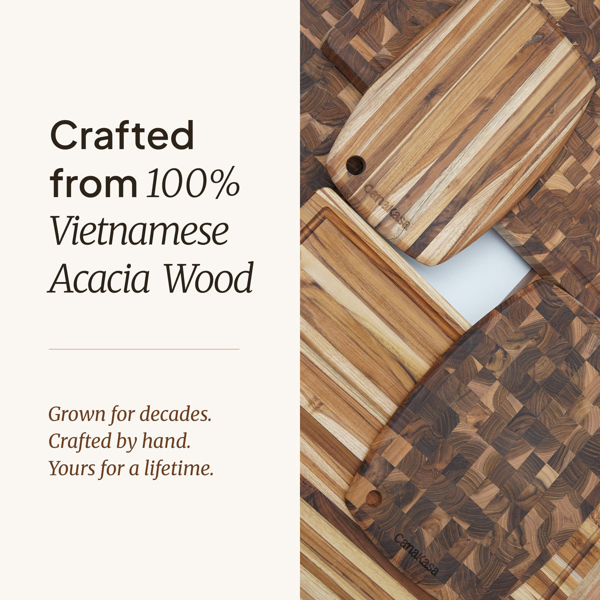 Edge Grain Acacia Wood Cutting Board (L - 18 x 14 x 0.6 in)