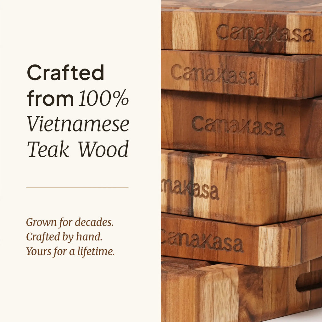 End grain wooden cutting board for cutting meat vegetables and bread