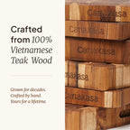 Thick Vietnamese teak wood cutting board with end grain surface