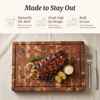 End grain teak butcher block for chopping meat and vegetables