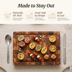 Vietnamese teak wood cutting board with knife-friendly end grain