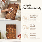 Thick end grain wooden cutting board for home cooking