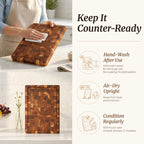 Knife-friendly teak wood cutting board with juice groove