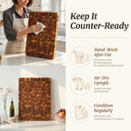 Large end grain wooden cutting board for chopping and food preparation