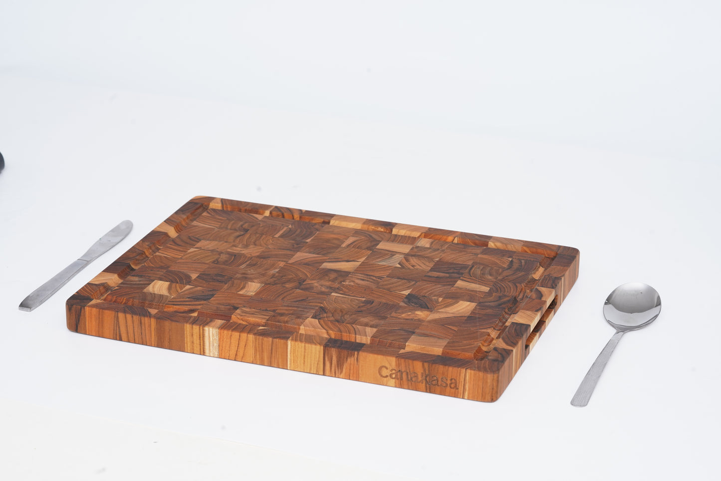 12x8x1 Inch End Grain Teak Wood Cutting Board