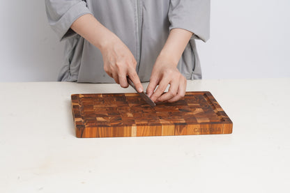 12x8x1 Inch End Grain Teak Wood Cutting Board