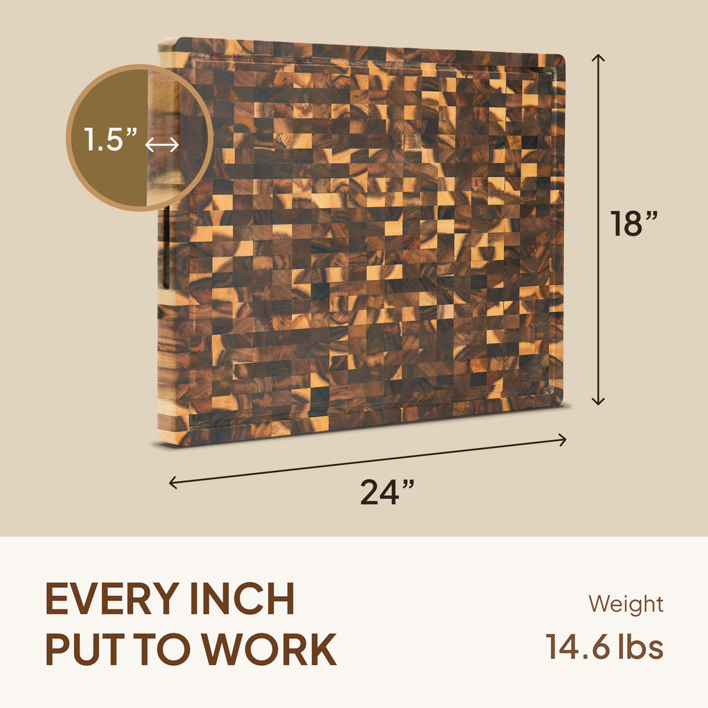 End Grain Acacia Wood Butcher Block (XL - 24 x 18 x 1.5 in)