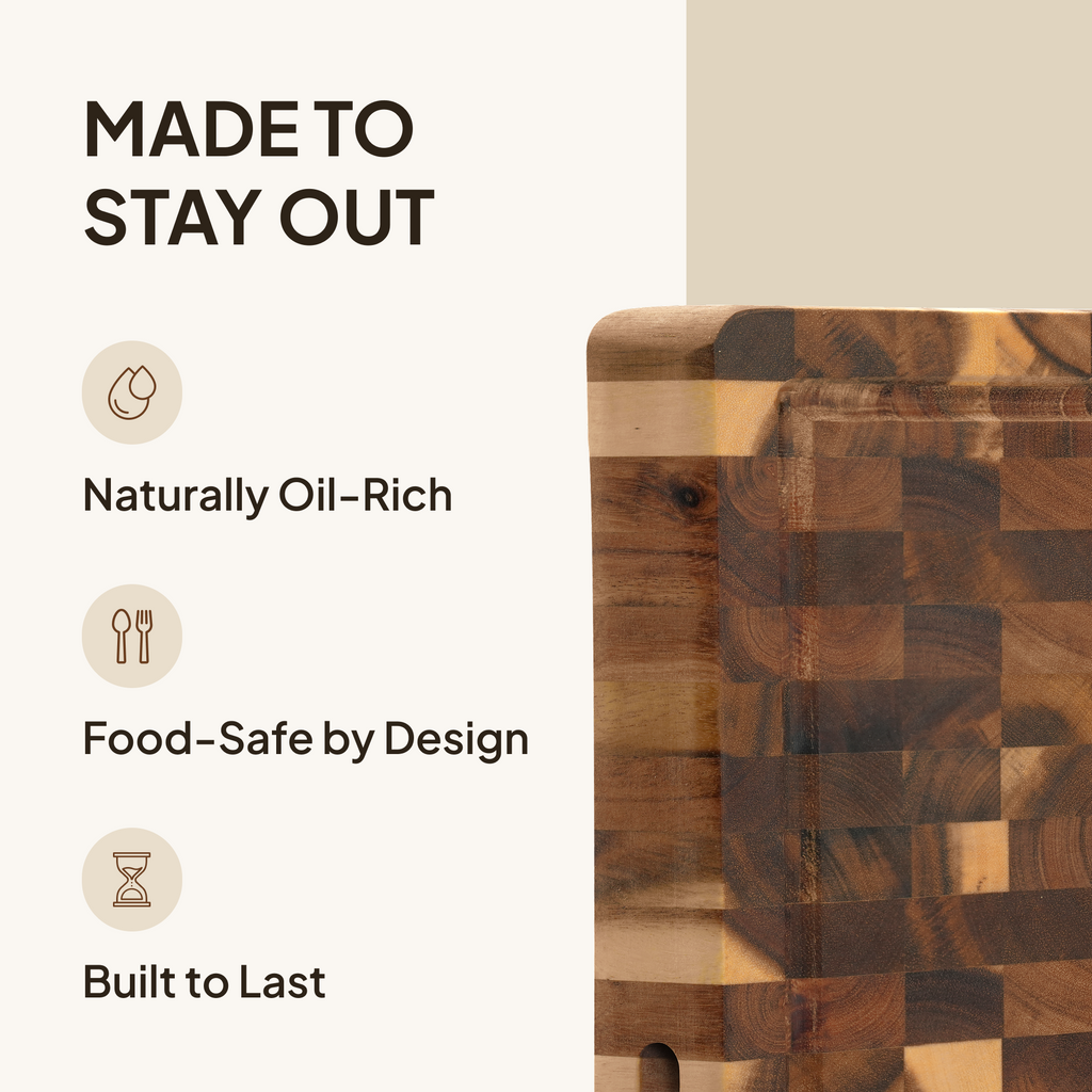 End Grain Acacia Wood Butcher Block (XL - 24 x 18 x 1.5 in)