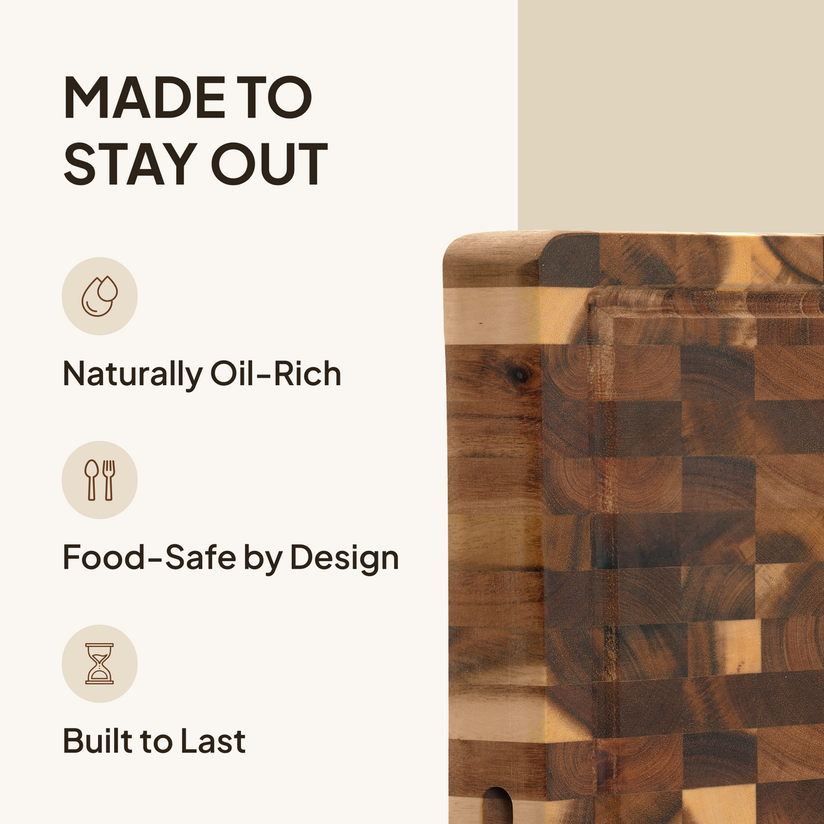 End Grain Acacia Wood Butcher Block (XL - 24 x 18 x 1.5 in)