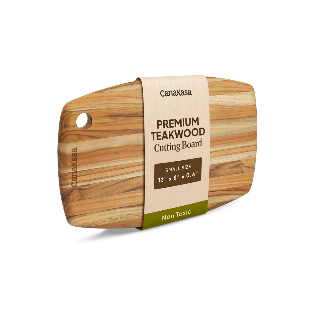 Oval Edge Grain Teak Wood Cutting Board (S - 12 x 8 x 0.6 in)
