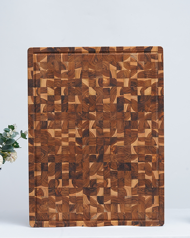 16x11x1 Inch End Grain Teak Wood Cutting Board